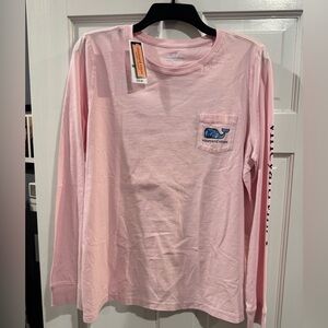 NWT Vineyard Vines Women’s LS  Graphic PKT Tee Sea Leaves Whale Fill Dogwood